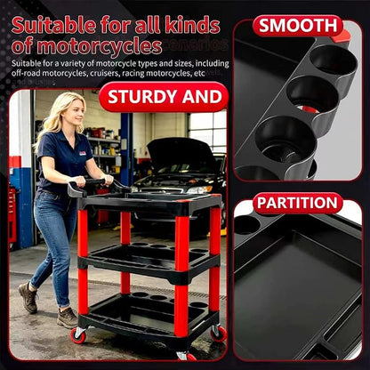 Auto Detailing Cart with Wheels, 3 Tier Rolling Detail Cart, Car Wash Organizer for Detailers Garage, Workshop, Repair Shop, Storage Tool