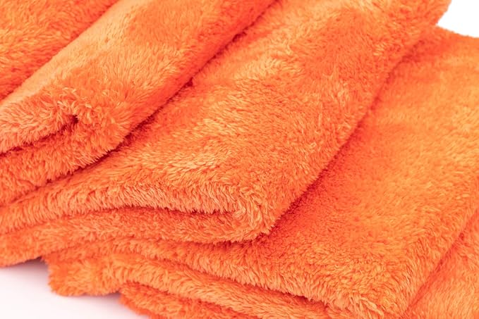 The Rag Company - Eagle Edgeless 500 (4-Pack) Professional Korean 70/30 Blend Super Plush Microfiber Detailing Towels, 500GSM, 16in x 16in, Orange