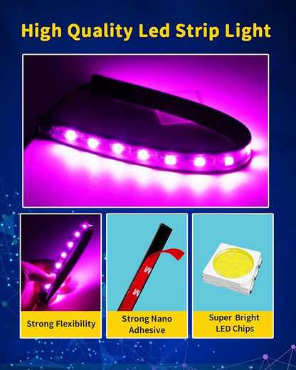 Car Led Light Strip,Pink Interior Lights for Trucks 30CM 15 SMD IP67 Waterproof Car Underglow Lights for Car Motorcycles Boat Golf Cart Home Decoration with 3M Tape