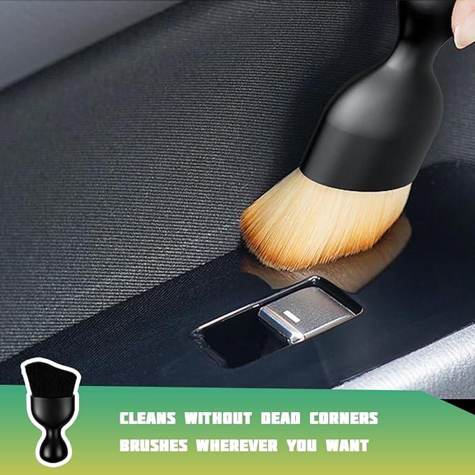 Car Interior Detailing Brush, Curved Soft Bristles Vehicle Removal Dust Collectors, Scratch-Free Automotive Cleaning Tool Accessories, Universal for Truck SUV Sedan (Black)