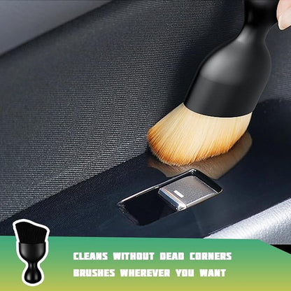 Car Interior Detailing Brush, Curved Soft Bristles Vehicle Removal Dust Collectors, Scratch-Free Automotive Cleaning Tool Accessories, Universal for Truck SUV Sedan (Black)