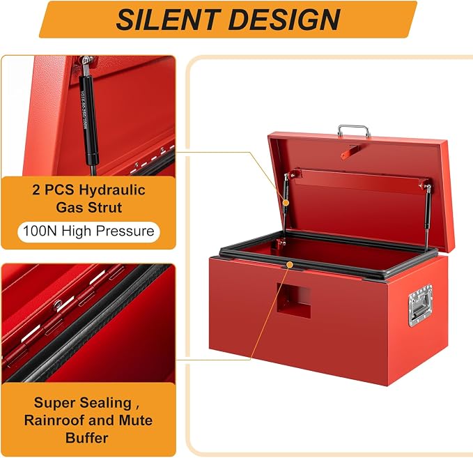 30" Truck Tool Box,Heacy Duty Metal Storage Organizer with Strong locking tongue,Trailer Tongue Box with Safe Hinge, for Truck,Pickup,RV,Garage,Best gift for family and friend,Red Power Coating