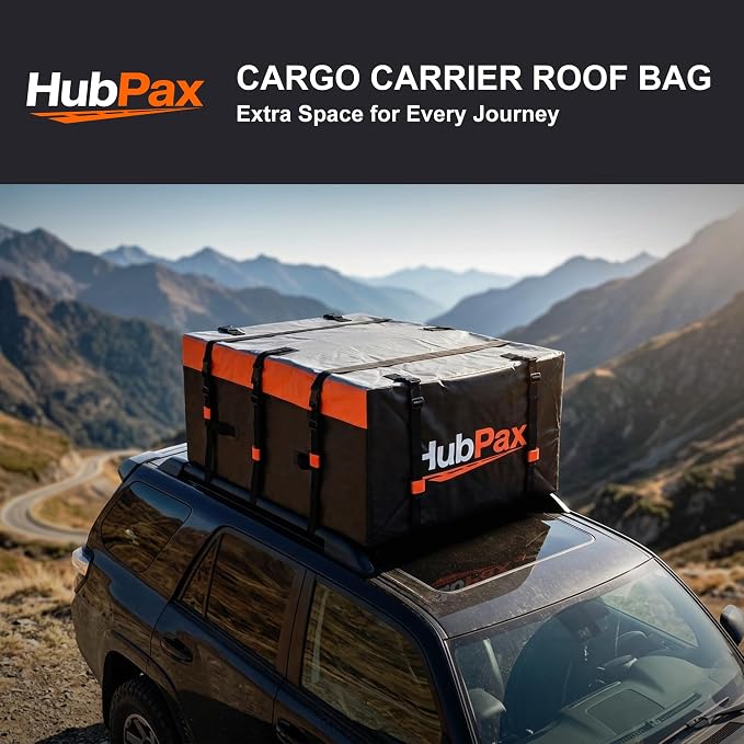 Car Rooftop Cargo Carrier Bag - 21 Cubic Feet Car Roof Top Bag Cargo Carrier for All Vehicle with/Without Rack, Includes Anti-Slip Mat, 8 Reinforced Straps, 6 Door Hooks, Luggage Lock