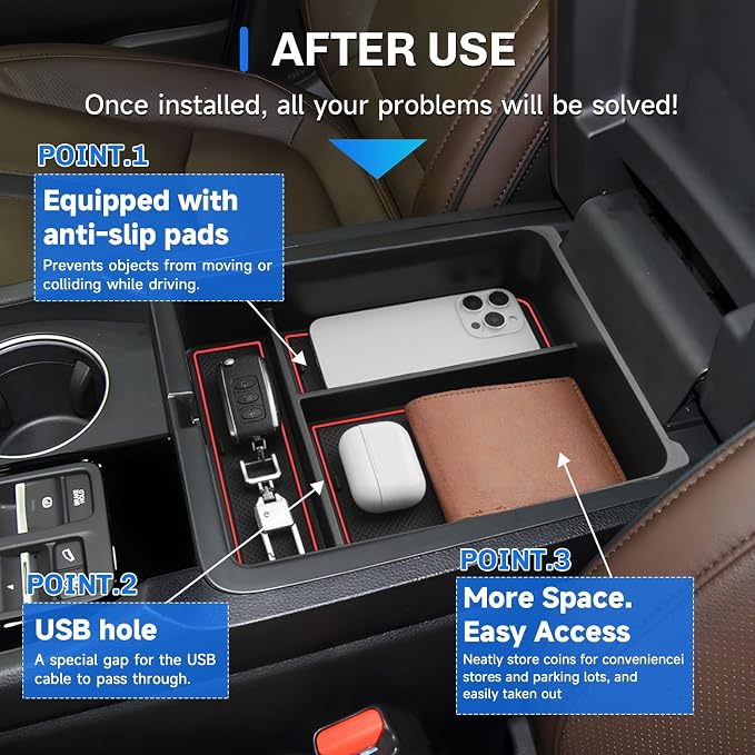 SXCY for 2026 Honda Pilot Center Console Organizer for 2026 Honda Pilot Accessories Console Tray for 2024 2025 2026 Pilot 2024 2025 2026 Passport Console Organizer (Type B Red)