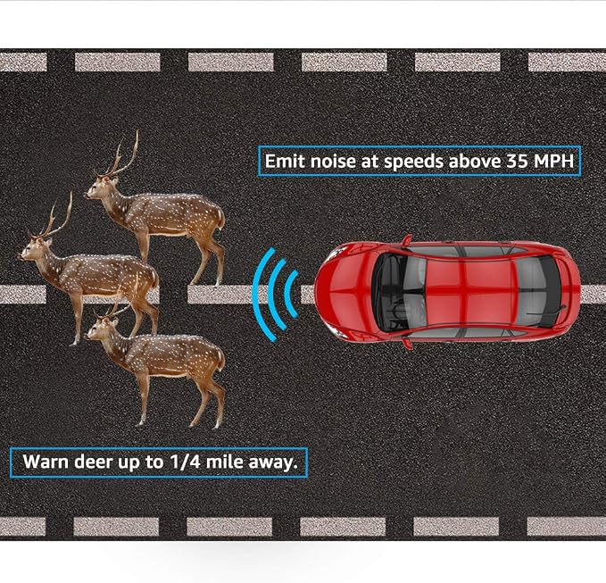4 Pcs Car Deer Whistle, Save A Deer Whistles Deer Warning Devices Units for RVs Vehicles Motorcycles, Dual Construction Automotive Safety Kits Gifts with Extra Tapes - Transparent