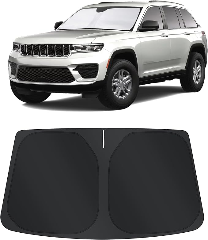 TINGLU Sun Shade for Jeep Cherokee 2014-2023 Trailhawk,Overland,Limited,Latitude,Altitude(Not for Jeep Grand Cherokee) Accessories Windshield Sun Shade Window Shade UV Rays Protection Sun Visor Cover