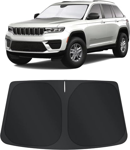 TINGLU Sun Shade for Jeep Cherokee 2014-2023 Trailhawk,Overland,Limited,Latitude,Altitude(Not for Jeep Grand Cherokee) Accessories Windshield Sun Shade Window Shade UV Rays Protection Sun Visor Cover