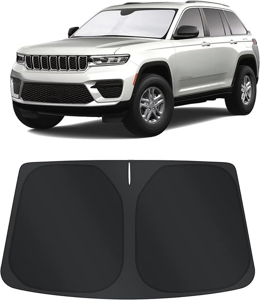 TINGLU Sun Shade for Jeep Cherokee 2014-2023 Trailhawk,Overland,Limited,Latitude,Altitude(Not for Jeep Grand Cherokee) Accessories Windshield Sun Shade Window Shade UV Rays Protection Sun Visor Cover