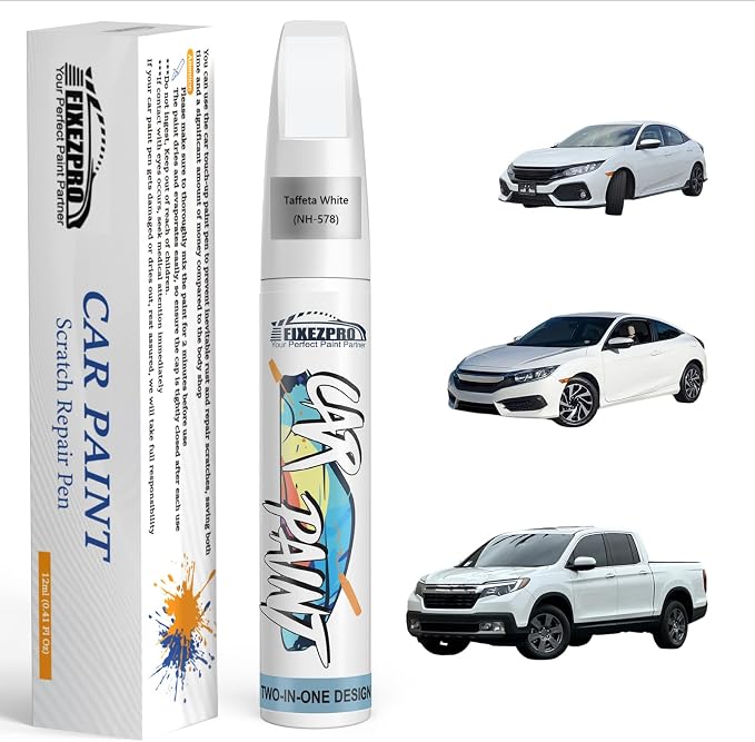 NH-578 Taffeta White Car Touch Up Paint for Honda, Color Match Auto Paint Repair Pen,Professional Car Scratch Repair Remover Pen Quick Drying, Easy to Use