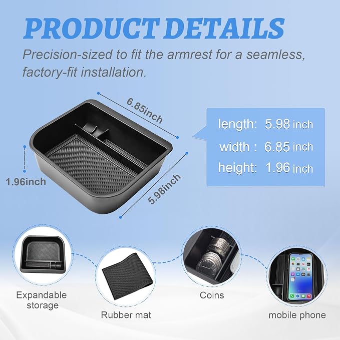 EDBETOS Cool Box Console Organizer Tray for Toyota Land Cruiser Prado 250 / Lexus GX550 2024 2025 2026 Accessories Armrest Storage Insert Tray Coin Holder Secondary Storage Box,Fits Only Cool Models