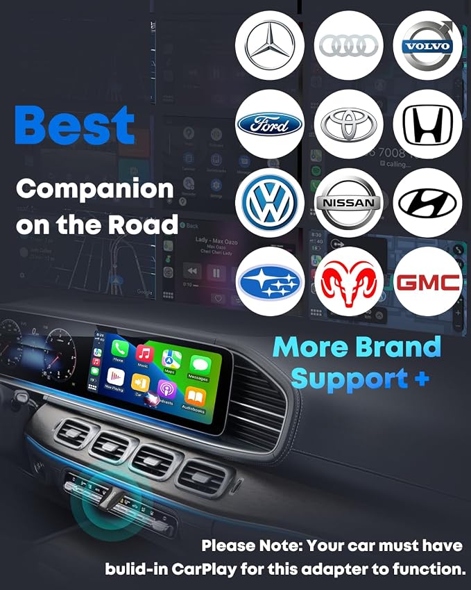 Wireless CarPlay & Android Auto Adapter - Fast & Stable Connection, Plug & Play, Universal Fit for iOS 10+/Android 11+, Transform Your Wired System to Wireless with Type-C/USB-A for 800+ Cars (2016+)