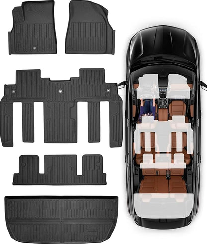 Car Floor Mats for Traverse Enclave: 2009-2017(Only with 2nd Row Bucket Seats) Cargo Trunk Liner, All Weather Rubber Accessories Tapetes Para Custom Fit for Chevy Traverse for Buick Enclave SUV Carpet