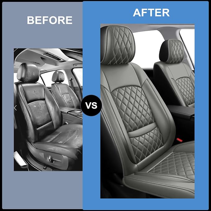 Car Seat Covers Compatible with Hyundai Venue 2020-2025 2026 - Full Set 5 Seats Luxury Leather All-Weather Seat Cushions & Protectors, Waterproof & Breathable, Airbag Compatible (Gray)