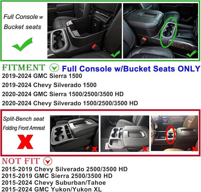 JKCOVER Center Console Organizer Tray Compatible with 2019-2025 Chevy Silverado 1500/GMC Sierra 1500 and 2020-2025 Silverado/Sierra 2500/3500 HD - Full Console w/Bucket Seats ONLY (Red trim)