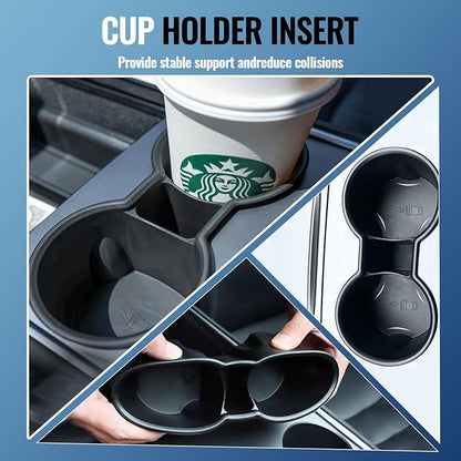 5PCS Center Console Organizer Tray for Tesla Model Y 2021 2022 2023 2024, 2021-2022 Tesla Model 3 Interior Accessories Armrest Storage Tray Hidden Storage Box Cup Holder (5PCS)