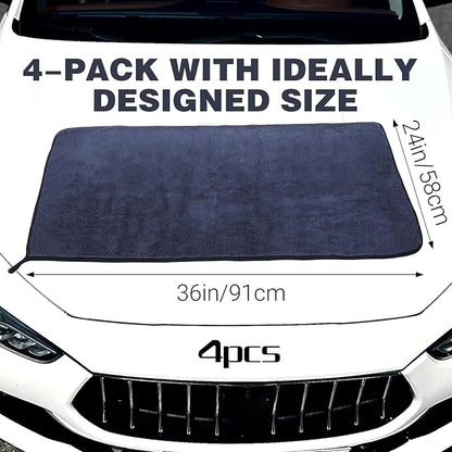 4 Pack 36x24 Inch Large Microfiber Car Drying Towels, Microfiber Towels for Cars, Ultra Absorbent, Streak Free, Scratch Free, Lint Free, Quick Dry, Multi-Purpose