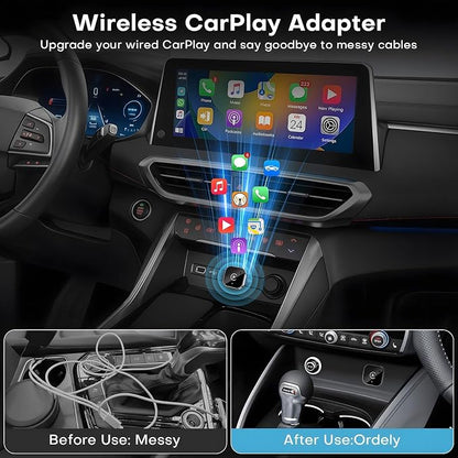 USB C Wireless CarPlay & Android Auto Adapter, Wired to Wireless Dongle | Plug & Play Compatible with iPhone & Android Smartphones.