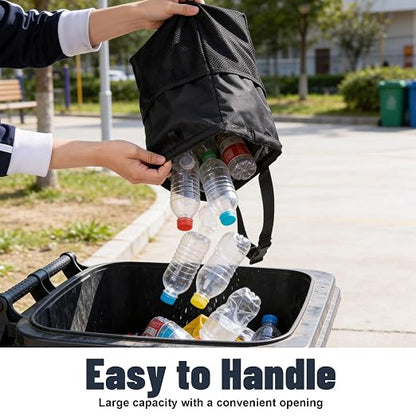 3.5 Gallon Leak-Proof Car Trash Can with Hook and Loop Lid and Handle, Waterproof Portable Hanging Auto Garbage Bag, Large Capacity Waste Bin for SUV, Truck, RV, Camping & Office (Black)