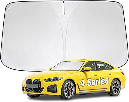 Windshield Sun Shade for BMW 4 Series 2014-2026 Sunshade 300T Windshield Cover Shield Protector Blocks UV Rays Custom Fit 4 Series Front Window Shade Windshield Accessories Keep Cool Foldable