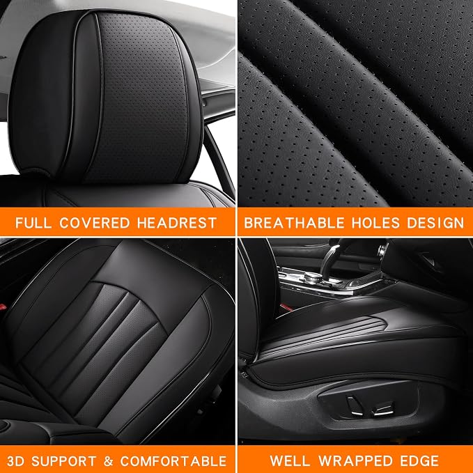 MINGBRON Front Car Seat Covers,Car Seat Protector Waterproof,Seat Covers Front Set, Car Seat Protectors,Automotive Seat Covers Fit for Most Cars Black