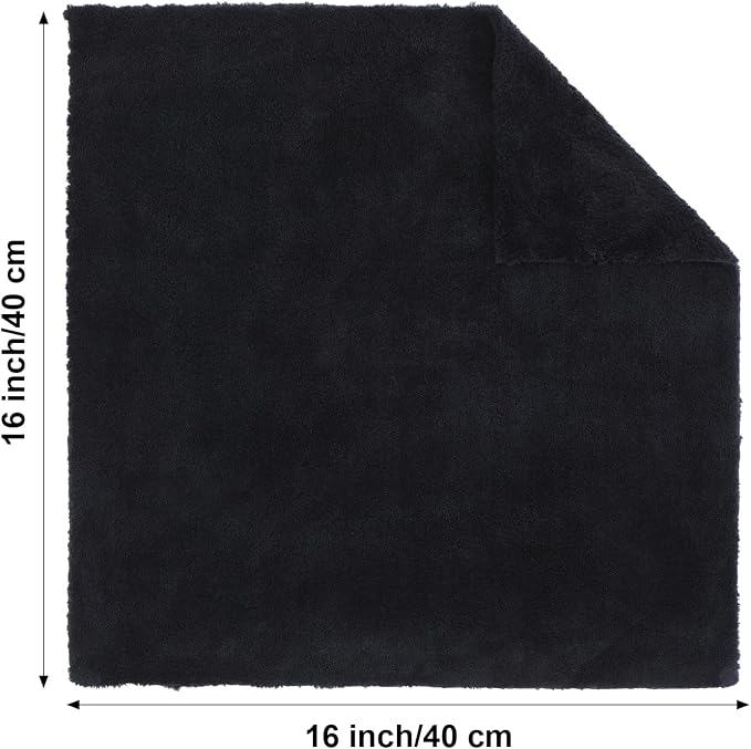 Shimeyao 40 Pcs 16 x 16 Inch Edgeless Microfiber Plush Towels for Cars Detailing Drying Wash Polishing Absorbent Cleaning Cloths, 500 GSM (Black)