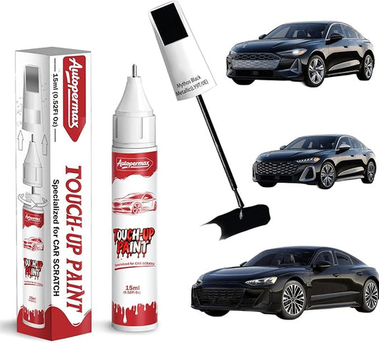 LY9T/0E Mythos Black Metallic Car Touch Up Paint for Audi, Color Accurate Two-In-One Car Paint Scratch Repair Pen, Professional Scratch Remover for Vehicles Chips and Nicks Scuff