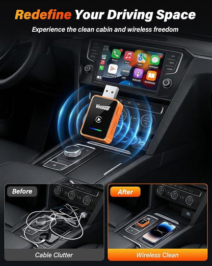 2 in 1 Wireless CarPlay and Android Auto Adapter, One-tap Switch for iPhone & Android, 3s Fast Auto-Connect, Converts Wired to Wireless, Plug & Play for iOS 12+, Cars 2016+
