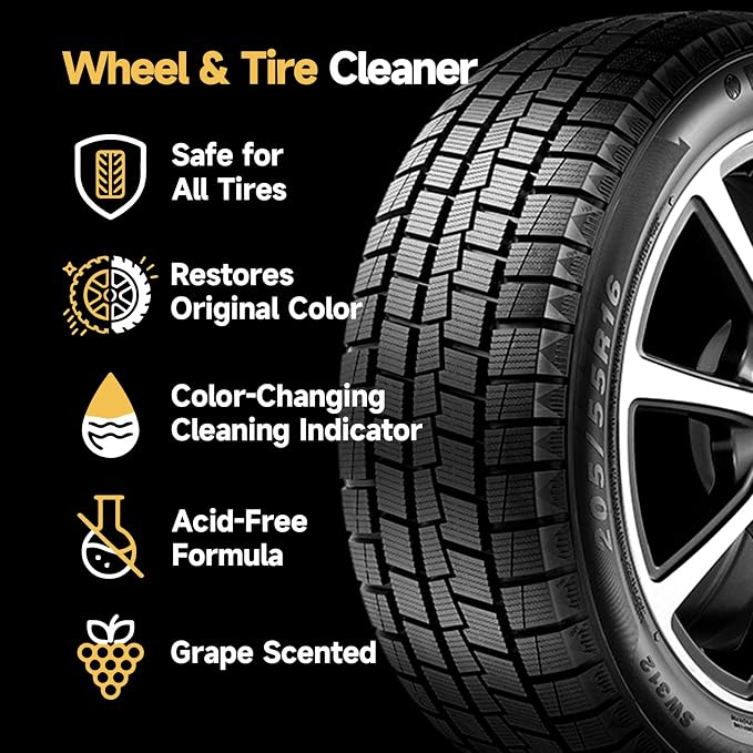toretark Wheel Cleaner & Tire Cleaner & Rim Cleaner, Professional 3 in 1 Car Wash Iron Remover Cleaning Spray for Car Detailing Supplies 16 Fl Oz