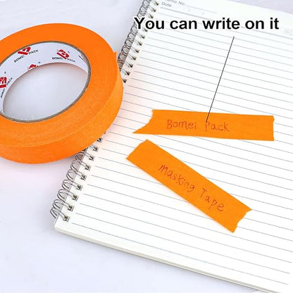BOMEI PACK Orange Painters Tape 1 Inch Bulk - Paint Tape 6 Rolls x 1 Inch x 60 Yards - Painter's Tape Orange Masking Tape for Walls Painting, DIY Crafting, Decoration, Total 360 Yards