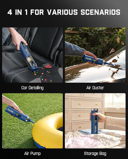 Fanttik Slim V10 APEX Cordless Car Vacuum, 4-in-1 Portable Mini Handheld Vac, 19kPa Suction Power, Upgraded Smart Digital Display, 2 Suction Modes for Small Jobs, Car, Office Desk, Keyboards (Blue)