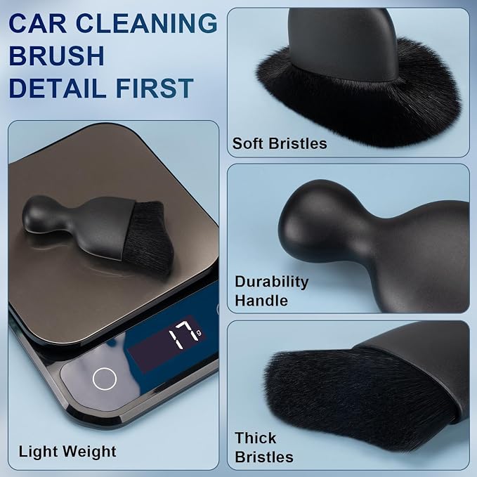 Amrules 2 PCS Car Interior Detailing Brush, Auto Car Dusting Brushes, Soft Bristles Duster Removal Cleaning Tool for Dashboard Interior, Exterior, Skylight, Leather, Dust Brush, Black