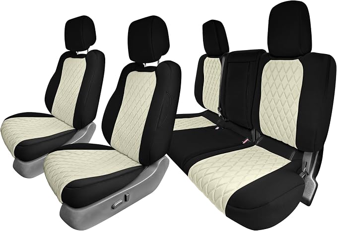 FH Group Custom Fit Car Seat Covers Specifically Made for 2022-2026 Nissan Frontier, Full Set Beige Ultraflex Neoprene Waterproof Automotive Seat Covers for Pickup Truck, Nissan Accessories