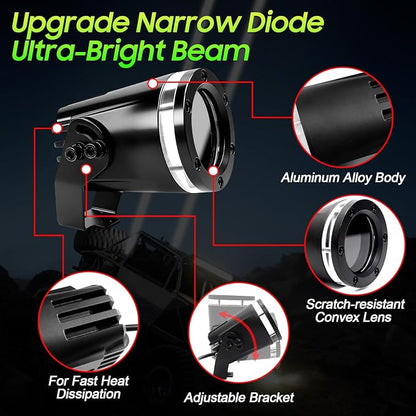 2PCS Upgraded Whipless LED Laser Whip Lights for Side-by-Side/UTV/ATV/Trucks, Ultra-Bright Focused Beam, RGBW Off-Road Lights with APP/Remote/Rocker Switch, IP68 Waterproof 12V DC