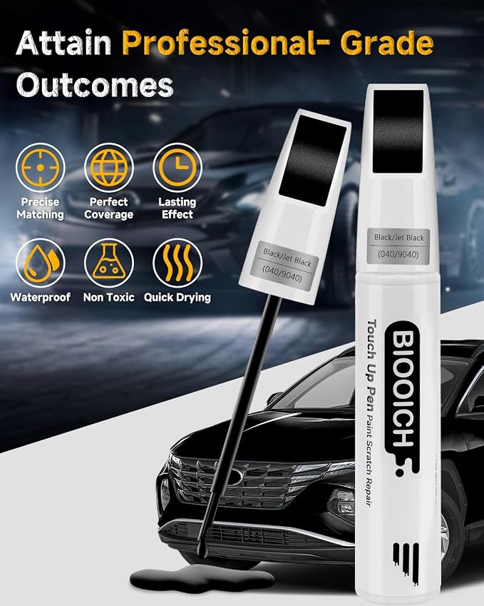 Touch Up Paint Pen Exact Color Match Car Chip and Scratch Repair (for Benz, Black/Jet Black(040/9040))