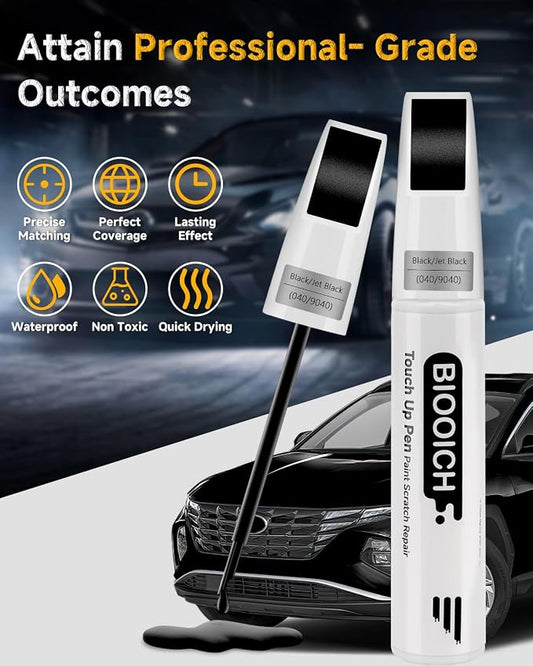 Touch Up Paint Pen Exact Color Match Car Chip and Scratch Repair (for Benz, Black/Jet Black(040/9040))