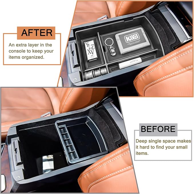 HGWEI Center Console Organizer Tray Compatible with Subaru Ascent 2019-2026 Insert Tray Storage Accessories Armrest Box Secondary Storage, ABS Material Interior Storage Box with Coin Holder, Black