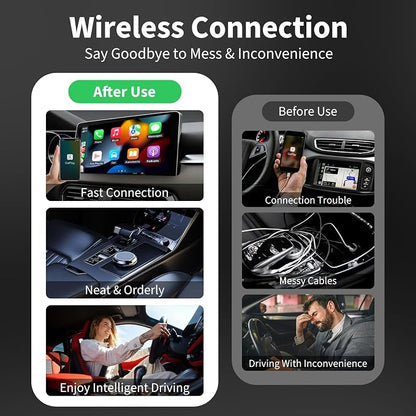 Acmount 2 in 1 Wireless Carplay Adapter & Android Auto 2026 Upgrade Wired CarPlay to Wireless, Fast Auto-Connect, Mini USB Design, Plug & Play Wireless Dongle for iPhone 6+ / Android 11+ (Lead-Gray)