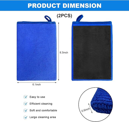 2 PCS Clay Mitts, Microfiber Clay Bar Towel Medium Grade Auto Detailing Gloves, Scratch-Free Surface Prep Mitt Alternative for Car Paint Claying Cleaning & Polishing (Blue)