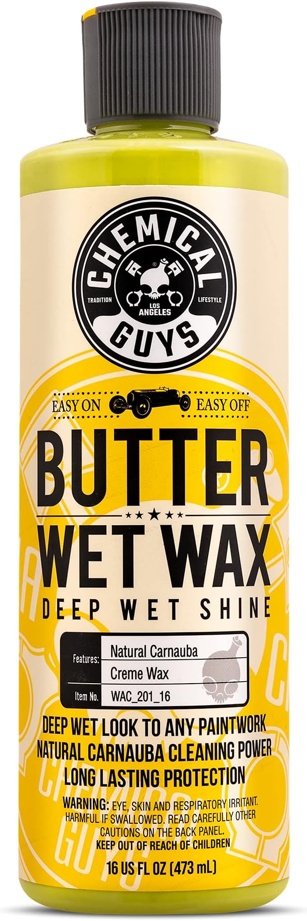 Chemical Guys Butter Wet Wax - Deep Wet Shine Car Wax for Cars, Trucks, SUVs, RVs, and More, Easy On/Off Liquid Formula, Banana Scent - 16 fl oz