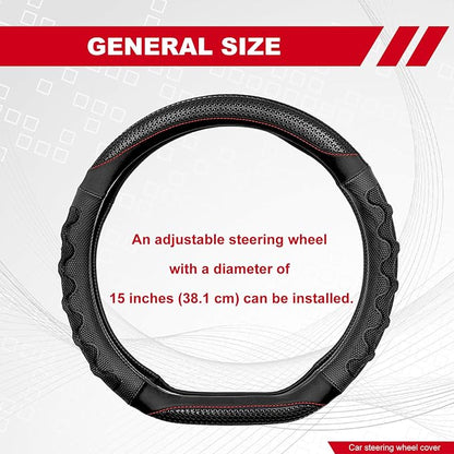 D Shaped 14.5-15 Inch Steering Wheel Cover, 3D Honeycomb Anti-Slip Design with Great Grip, Flat Bottom Comfy Car Steering Wheel Protector (Black)