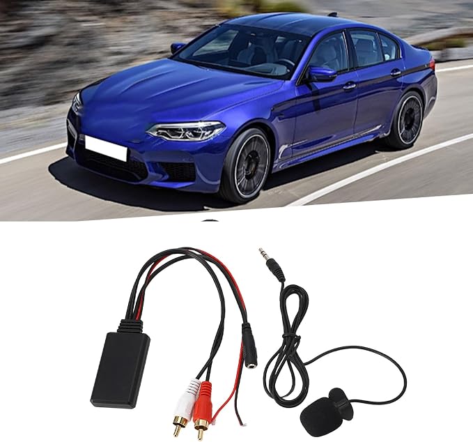 POCREATION Bluetooth AUX Module with Dual Cable Adapter and Built-in Hands-Free Microphone for Pioneer Car Stereo Systems
