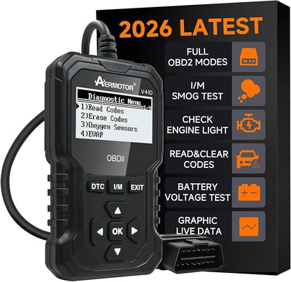 OBD2 Scanner, V410 Car Scanner Diagnostic Tool: Engine Fault Code Reader Scan Tool with Live Data/Freeze Frame for All OBDII Cars After 1996,Black