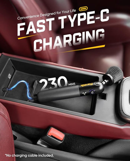 Fanttik Flip G10 Nano AutoCare Cordless Electric Car Interior Detailing Brush, Dual-Speed with 8 Brush Heads, Adjustable Angle & Smart Display, IPX7 Waterproof for Deep Car Cleaning