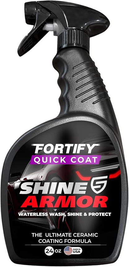 SHINE ARMOR Fortify Quick Coat - 24oz Ceramic Waterless Detailer Spray | 3-in-1 Wash, Wax & Nano-Ceramic Coating | Mirror Shine, Zero Streaks, No Dust Residue | 6-12 Month Protection | Made in USA