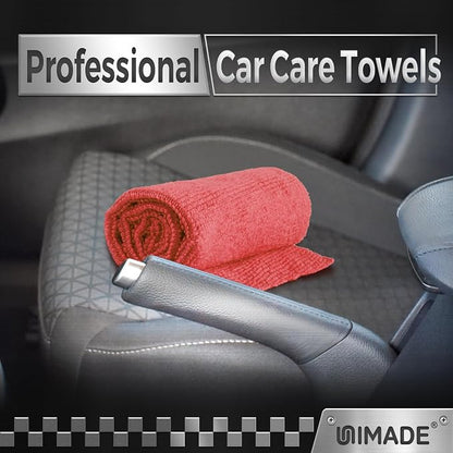 UNIMADE Shop Towel Rag, 200 Pack Reusable Rags Bulk Microfiber Cleaning Cloth Lint Free Towels for Car Kitchen Automotive Bar Mechanic Restaurant Garage, 11.5"x 11.5", Red