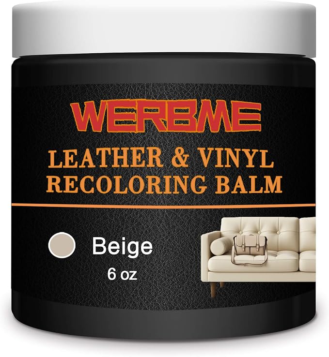 Leather Recoloring Balm - Leather & Vinyl Repair Balm for Furniture, Couches,Car Seats, Auto Interior & Accessories, Restores Faded, Worn, Scratched and Cracked Leather Surfaces (Beige)