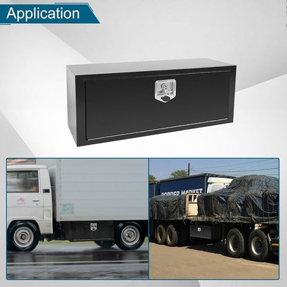 36"X12"X14" Underbody Truck Box Black Heavy Duty Steel Trailer Box Pick Up Truck Tool Box Storage Organizer w/Lock & eys