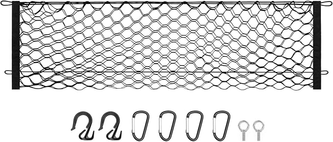 Canvcle Trunk Cargo Net for 2020-2026 Jeep Gladiator Accessories Envelope Style Mesh Trunk Net Organizer and Storage Stretchable Adjustable Elastic Nylon Rear Cargo Netting with Hooks