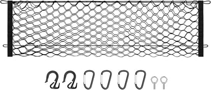 Canvcle Trunk Cargo Net for 2020-2026 Jeep Gladiator Accessories Envelope Style Mesh Trunk Net Organizer and Storage Stretchable Adjustable Elastic Nylon Rear Cargo Netting with Hooks