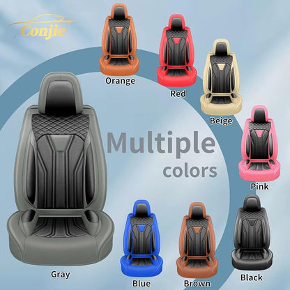 Fit Patriot Car Seat Covers for Jeep Patriot 5 Seats 2007-2016 2017 -Premium Leather, Waterproof & Breathable，All-Weather Seat Cushion Protecto & Airbag Compatible, 2 Front Seat Gray & Black